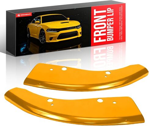 Front Bumper Lip Protector & Splitter for Dodge Charger SRT Models (2015-2022) | Gloss Yellow ABS Material | No-Drill Installation in Saudi Arabia
