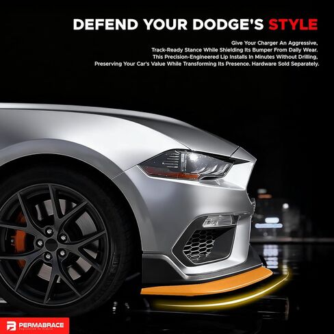 Front Bumper Lip Protector & Splitter for Dodge Charger SRT Models (2015-2022) | Gloss Yellow ABS Material | No-Drill Installation in Saudi Arabia