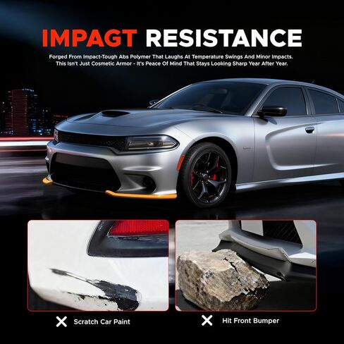 Front Bumper Lip Protector & Splitter for Dodge Charger SRT Models (2015-2022) | Gloss Yellow ABS Material | No-Drill Installation in Saudi Arabia