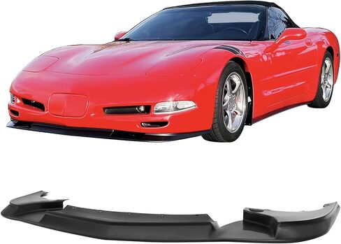 IKON MOTORSPORTS Front Bumper Lip, Compatible with 1997-2004 Chevrolet Corvette C5, ZR1 V2 Style Unpainted Black Polyurethane PU Air Dam Chin Spoiler Protector Splitter in Kuwait