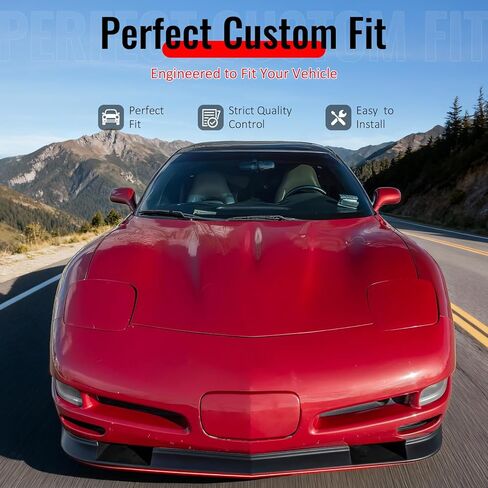 IKON MOTORSPORTS Front Bumper Lip, Compatible with 1997-2004 Chevrolet Corvette C5, ZR1 V2 Style Unpainted Black Polyurethane PU Air Dam Chin Spoiler Protector Splitter in Kuwait