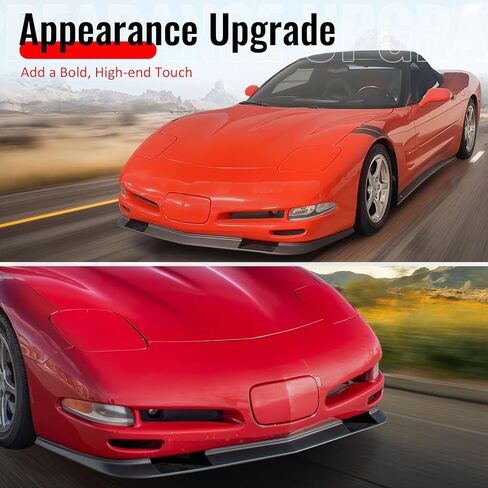 IKON MOTORSPORTS Front Bumper Lip, Compatible with 1997-2004 Chevrolet Corvette C5, ZR1 V2 Style Unpainted Black Polyurethane PU Air Dam Chin Spoiler Protector Splitter in Kuwait