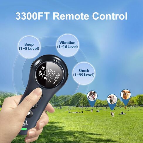 Zivvozivva 2-in-1 Dog Bark Collar & Dog Shock Collar with Remote Control 3300FT, Anti Barking Dog Training Collar IP67 Waterproof 5 Level Sensitivity, E Collar for All Breeds - Black in Saudi Arabia