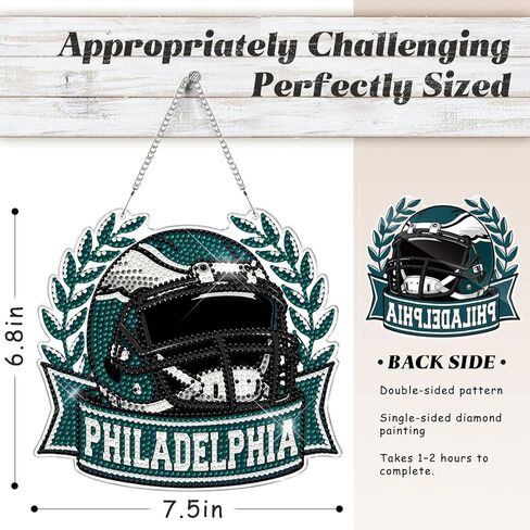 Aoryalps Football Diamond Art Hanging Kit, DIY Acrylic 5D Diamond Painting for Philadelphia Fans Home Wall Decor and Gift in Kuwait