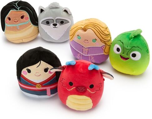 Disney Store Official Disney Princess Squishmallows Plush Set - 6 Squishmallow Mini 5" Plush Figure Toys Featuring Mulan, Rapunzel, Pocahontas with Mushu, Pascal, Meeko - Plushies for Girls in Kuwait