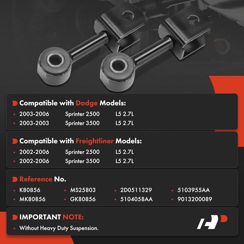 A-Premium 2 x Rear Sway Bar Links Stabilizer Bar Links, Compatible with Dodge Sprinter 2500 2003-2006, Sprinter 3500 2003 & Freightliner Sprinter 2500 2002-2006, Sprinter 3500 2002-2006 in Kuwait