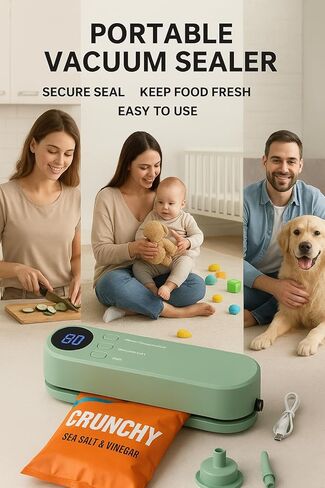 Bag Sealer, Portable Rechargeable Mini Bag Sealer Snack Bag Sealing Machine with Handheld Vacuum Sealer and Air Pump, Chip bag Sealer Heat Seal for Chips Snacks Cookies Bags Food Storage(Light Green) in Kuwait