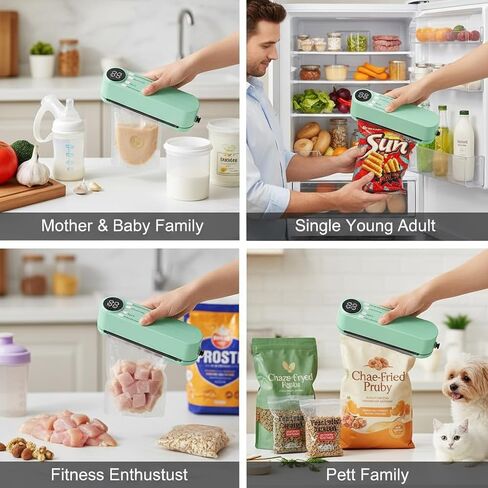 Bag Sealer, Portable Rechargeable Mini Bag Sealer Snack Bag Sealing Machine with Handheld Vacuum Sealer and Air Pump, Chip bag Sealer Heat Seal for Chips Snacks Cookies Bags Food Storage(Light Green) in Kuwait