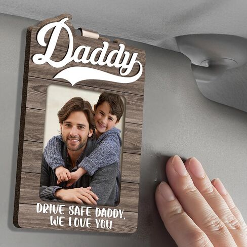 Drive Safe Daddy Visor Clip Picture Frame, Wood Fathers Day Visor Clip, Car Picture Holder for Dad, Fathers Day Birthday Gifts for Dad Him, Car Accessories, 5.5x3.1 Inch-A01 in Saudi Arabia