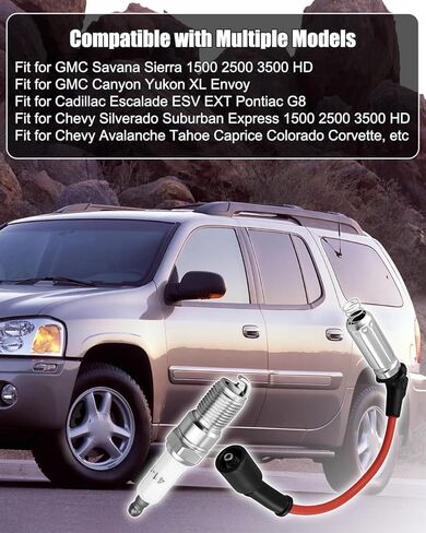 8Pcs 41-110 Iridium Spark Plug & M8-48322 Spark Plug Wire Fit for GMC Savana Sierra Canyon Yukon Chevy Silverado Colorado Corvette Express Avalanche Tahoe Caprice 2007-2014 in Kuwait