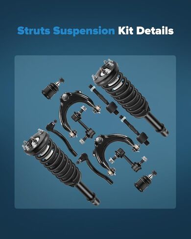 Front Struts suspension kit for Honda for Accord 2.4L 2003-2007 Strut and Control Arm Stabilizer Bar Link Fit for 2003-2007 for Honda for Accord front shock absorber kit, 12pcs in Kuwait