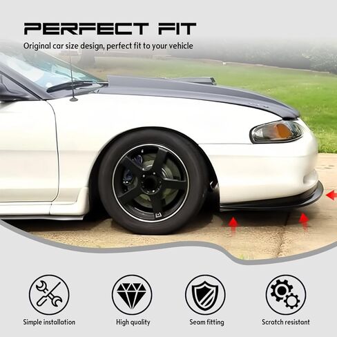 Front Bumper Lip Chin Spoiler, Compatible with 1994-1998 Ford Mustang, MDA Cobra Style Flexible Polyurethane(PU) Front Lower Splitter Protector, Unpainted Black in Kuwait