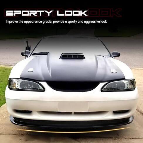 Front Bumper Lip Chin Spoiler, Compatible with 1994-1998 Ford Mustang, MDA Cobra Style Flexible Polyurethane(PU) Front Lower Splitter Protector, Unpainted Black in Kuwait
