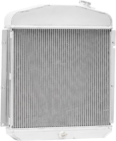 4 Row Aluminum Radiator with Shroud Fan for 1947-1949 Plymouth Deluxe P15 Special Deluxe Sedan Coupe, 1.5'' Inlet & 1.75'' Outlet, Automotive Replacement Radiator 1947 1948 1949 in Saudi Arabia