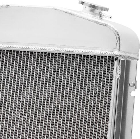 4 Row Aluminum Radiator with Shroud Fan for 1947-1949 Plymouth Deluxe P15 Special Deluxe Sedan Coupe, 1.5'' Inlet & 1.75'' Outlet, Automotive Replacement Radiator 1947 1948 1949 in Saudi Arabia