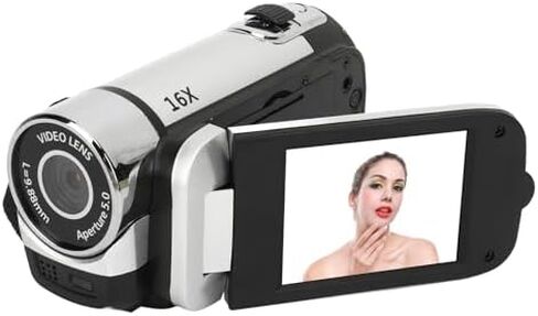 4K Digital Camera for Photography and Video, 2.4 Inch Rotatable Screen Camcorder,16X Zoom Video Recorder with Fill Light, Compact Camera for Travel (White) in Saudi Arabia