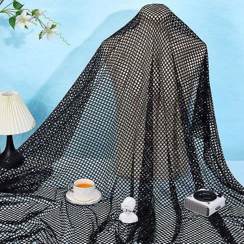 PH PandaHall 63x39 Inch Black Mesh Fabric 2-Way Stretch Netting Fabric by The Yard Big Hole Diamond Mesh Fabrics Slightly Spandex Fabrics for Sewing Costume Dresses DIY Crafts Home Decor in Kuwait