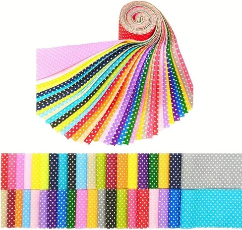 40 قطعة 2.5x20 بوصة نسيج القطن شرائط البولكا نقطة طباعة هلام لفة قبل قطع خليط اللحف حزم DIY بها بنفسك الخياطة سكرابوكينغ لوازم الحرف in Kuwait