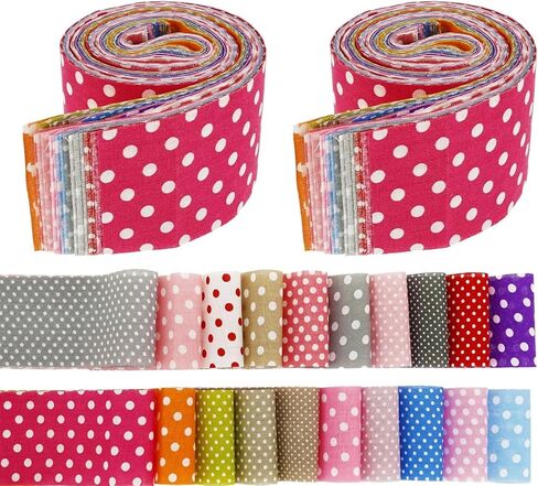 40 قطعة 2.5x20 بوصة نسيج القطن شرائط البولكا نقطة طباعة هلام لفة قبل قطع خليط اللحف حزم DIY بها بنفسك الخياطة سكرابوكينغ لوازم الحرف in Kuwait