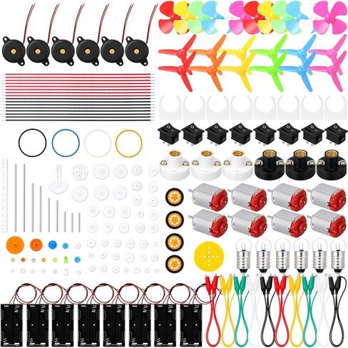 Soulchen 8 Set Dc Motors Kit, Mini Electric Hobby Motor 3v-12v 25000 RPM Rectangular Mini Electric Motor with Light Bulbs Propellers Plastic Gears Etc DIY Science Project Kit for DIY Science Projects in Kuwait