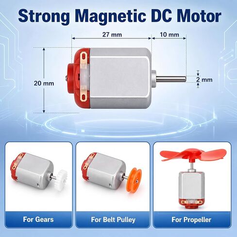 Soulchen 8 Set Dc Motors Kit, Mini Electric Hobby Motor 3v-12v 25000 RPM Rectangular Mini Electric Motor with Light Bulbs Propellers Plastic Gears Etc DIY Science Project Kit for DIY Science Projects in Kuwait