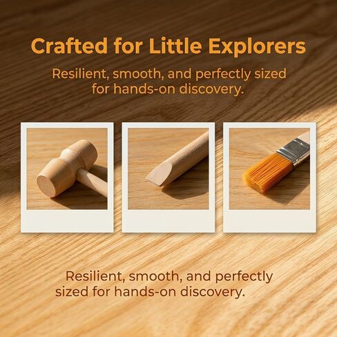 DOITOOL 9 Pcs Wooden Excavation Tools for Kids, Dinosaur Dig Kit with Mini Hammer Chisel Brush Scraper, Stem Science Gemstone Toys in Kuwait