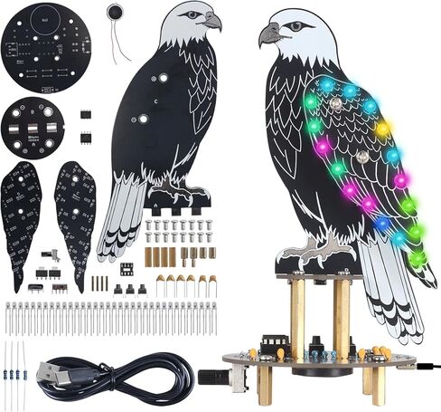 DIY Eagle Bird Sound Soldering Practice Kit – Bald Eagle Soldering Project with 10 Realistic Bird Calls & Flashing RGB LED Lights, Educational STEM Electronics Project for Teens & Adults in Saudi Arabia