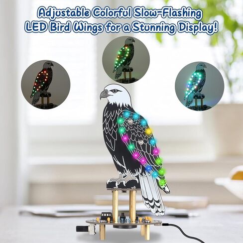 DIY Eagle Bird Sound Soldering Practice Kit – Bald Eagle Soldering Project with 10 Realistic Bird Calls & Flashing RGB LED Lights, Educational STEM Electronics Project for Teens & Adults in Saudi Arabia