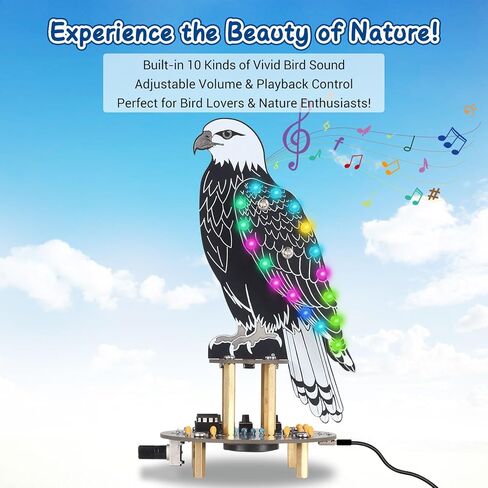 DIY Eagle Bird Sound Soldering Practice Kit – Bald Eagle Soldering Project with 10 Realistic Bird Calls & Flashing RGB LED Lights, Educational STEM Electronics Project for Teens & Adults in Saudi Arabia