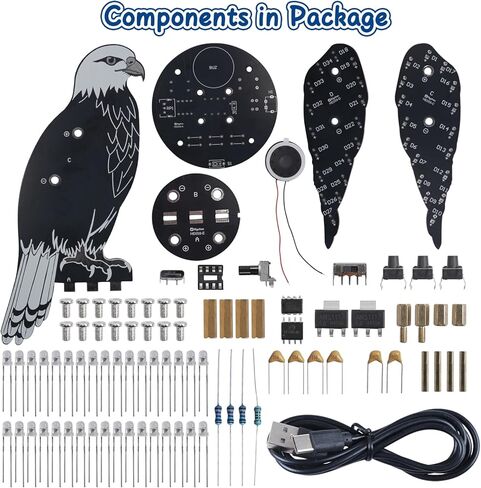 DIY Eagle Bird Sound Soldering Practice Kit – Bald Eagle Soldering Project with 10 Realistic Bird Calls & Flashing RGB LED Lights, Educational STEM Electronics Project for Teens & Adults in Saudi Arabia