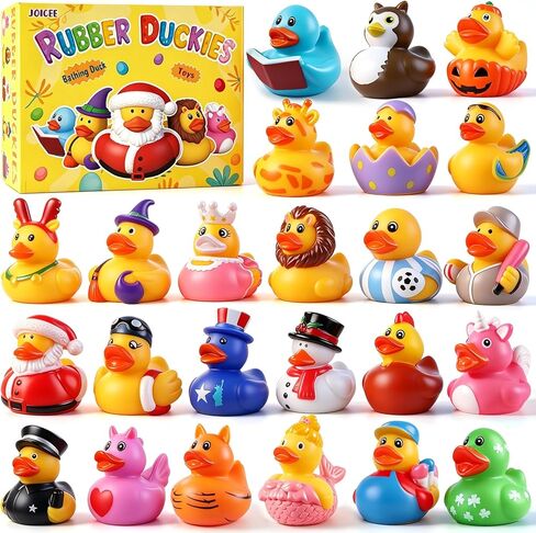JOICEE 24 Pcs Rubber Ducks, Variety Rubber Ducks Assorted Toddler Baby Bath Floater Duckies Jeep Ducks Toys for Kids Boys Girls Summer Pool Toys Birthday Party Favors in Saudi Arabia