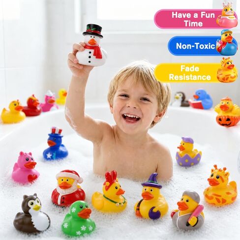 JOICEE 24 Pcs Rubber Ducks, Variety Rubber Ducks Assorted Toddler Baby Bath Floater Duckies Jeep Ducks Toys for Kids Boys Girls Summer Pool Toys Birthday Party Favors in Saudi Arabia