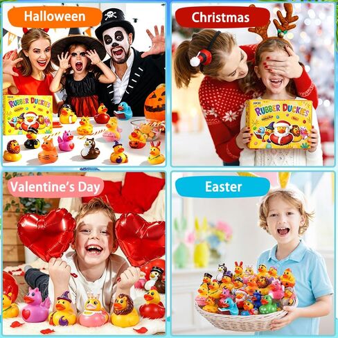 JOICEE 24 Pcs Rubber Ducks, Variety Rubber Ducks Assorted Toddler Baby Bath Floater Duckies Jeep Ducks Toys for Kids Boys Girls Summer Pool Toys Birthday Party Favors in Saudi Arabia