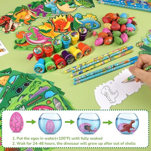 BenLouis 192Pcs Dinosaur Party Favors Dino Theme School Stationery Set Bulk for Kids Jurassic Birthday Party Goodie Bag Stuffers Classroom Gifts Rewards Pinata Filler in Kuwait