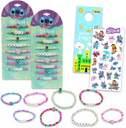 Disney Stitch Birthday Party Favor Bracelets for Kids - Bundle with 16 Stretchy Friendship Bracelets for Girls Plus Stickers, More | Lilo and Stitch Birthday Party Supplies Goodie Bag Fillers in Kuwait