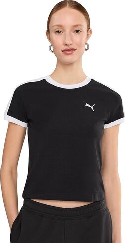 PUMA Womens T7 Slim Crew Neck Short Sleeve Casual Tops Casual - Black in Saudi Arabia