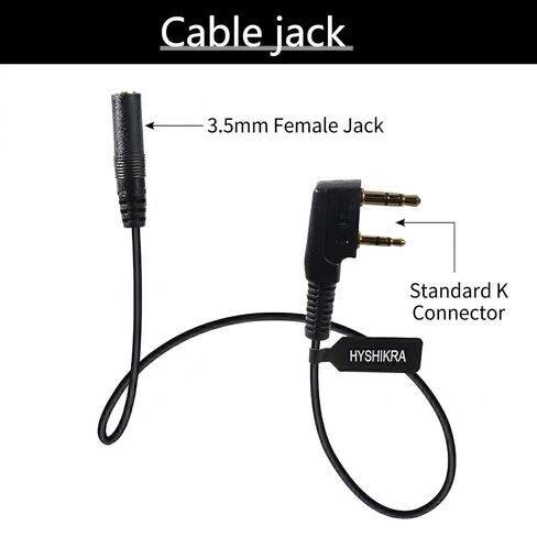 Universal Ham Radio Earpiece Adapter Cable, 2 Pin K Type to 3.5mm Female Headset Line Compatible with UV-5R Kenwood Retevis Quangsheng UV-K5 UV-K6 Walkie-Talkie in Saudi Arabia