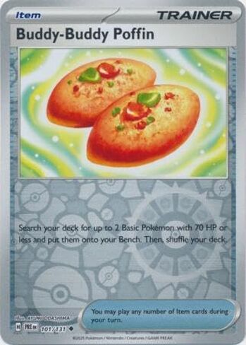 Pokemon - Buddy-Buddy Poffin 101/131 Prismatic Evolutions – Reverse Foil Single Card in Kuwait