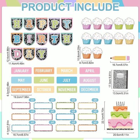 Classroom Composition Birthday Bulletin Board Set Composition Notebook Name Tags and Cutouts First Day of School Wall Door Display Classroom Craft for Teacher Supplies in Saudi Arabia