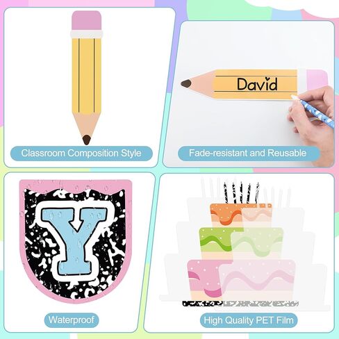 Classroom Composition Birthday Bulletin Board Set Composition Notebook Name Tags and Cutouts First Day of School Wall Door Display Classroom Craft for Teacher Supplies in Saudi Arabia