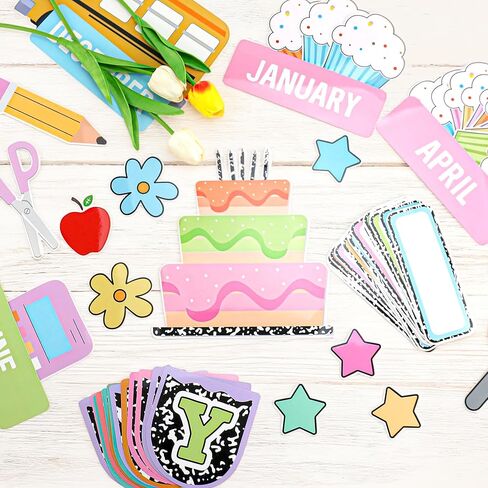 Classroom Composition Birthday Bulletin Board Set Composition Notebook Name Tags and Cutouts First Day of School Wall Door Display Classroom Craft for Teacher Supplies in Saudi Arabia