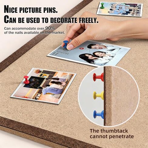 Felt Bulletin Board 24" x 16" with 30 Push Pins, Coffee Framed Pin Board, Decorative Soft Felt Cork Board for Home Office, School Classroom & Kitchen Wall Decor - Coffee in Saudi Arabia