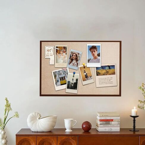 Felt Bulletin Board 24" x 16" with 30 Push Pins, Coffee Framed Pin Board, Decorative Soft Felt Cork Board for Home Office, School Classroom & Kitchen Wall Decor - Coffee in Saudi Arabia
