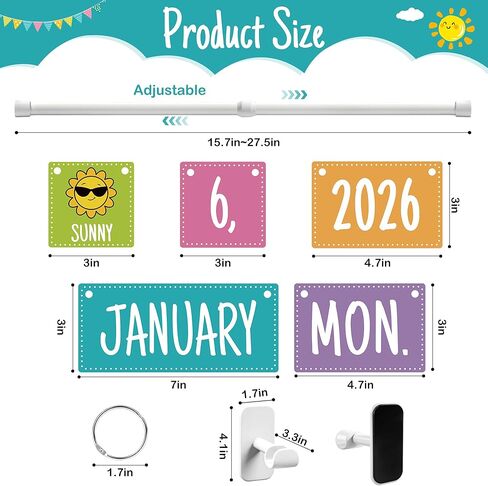 Magnetic Flip Calendar for Classroom White Board Magnetic Calendar for Classroom Bulletin Board Calendar Set with 79 Cards and Adjustable Rod Colorful Bulletin Board Decor for Back to School Supplies(Morandi) in Saudi Arabia