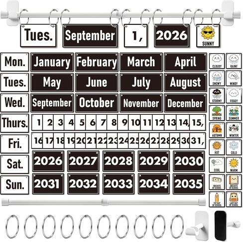 Magnetic Flip Calendar for Classroom White Board Magnetic Calendar for Classroom Bulletin Board Calendar Set with 79 Cards and Adjustable Rod Colorful Bulletin Board Decor for Back to School Supplies(Morandi) in Saudi Arabia