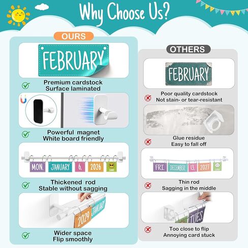 Magnetic Flip Calendar for Classroom White Board Magnetic Calendar for Classroom Bulletin Board Calendar Set with 79 Cards and Adjustable Rod Colorful Bulletin Board Decor for Back to School Supplies(Morandi) in Saudi Arabia