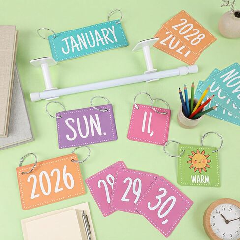 Magnetic Flip Calendar for Classroom White Board Magnetic Calendar for Classroom Bulletin Board Calendar Set with 79 Cards and Adjustable Rod Colorful Bulletin Board Decor for Back to School Supplies(Morandi) in Saudi Arabia