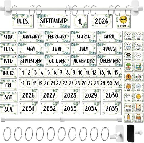 Magnetic Flip Calendar for Classroom White Board Magnetic Calendar for Classroom Bulletin Board Calendar Set with 79 Cards and Adjustable Rod Colorful Bulletin Board Decor for Back to School Supplies(Morandi) in Saudi Arabia