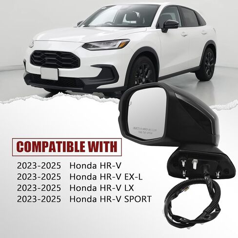 76258-3W0-A41 8 Pins Left Driver Side Door Mirror Assembly fits for Honda HR-V EX-L/LX/SPORT 2023-2025 W/Blind Spot Heated Turn Signal Light 76258-3W0-A43 (Driver Side Door Mirror) in Saudi Arabia