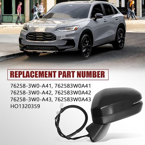 76258-3W0-A41 8 Pins Left Driver Side Door Mirror Assembly fits for Honda HR-V EX-L/LX/SPORT 2023-2025 W/Blind Spot Heated Turn Signal Light 76258-3W0-A43 (Driver Side Door Mirror) in Saudi Arabia